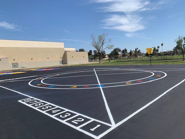 professional striping job in a parking lot
