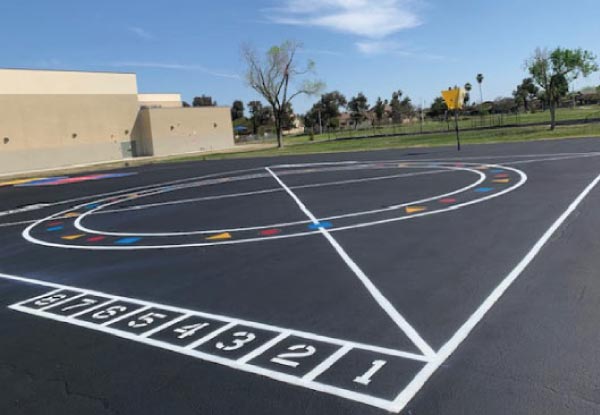 commercial asphalt striping in a parking lot